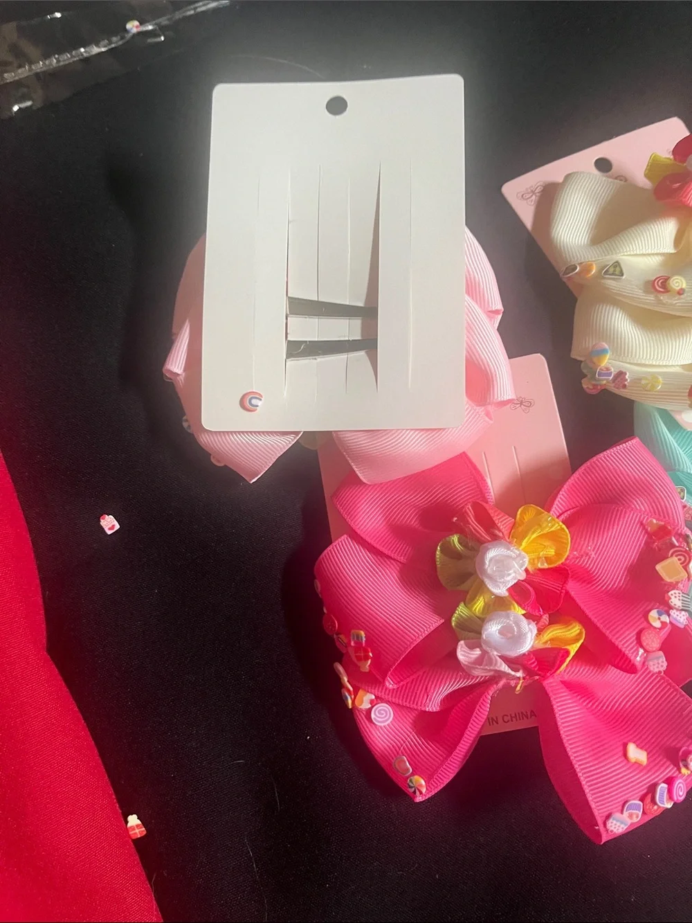 Girls Layered Floral Ribbon Hair Bows - Pink, Cream, Teal, Hot Pink